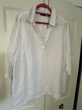 Tahari Linen Pullover Tunic Top 2X